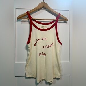 Madewell Cream and Red Tank Top